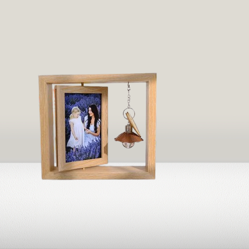Rustic Rotating Photo Display - Floating Double-Sided Frame for Special Occasions