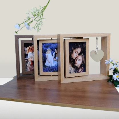 Rustic Rotating Photo Display - Floating Double-Sided Frame for Special Occasions