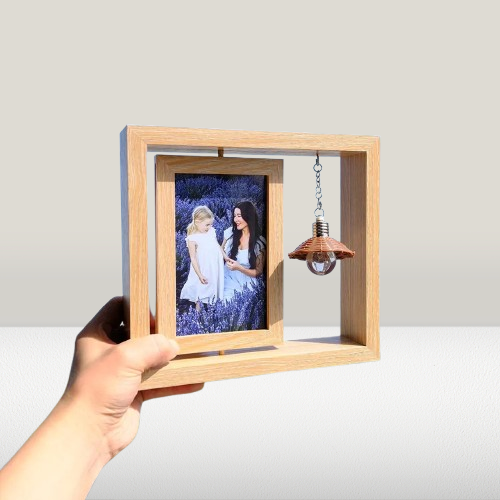 Rustic Rotating Photo Display - Floating Double-Sided Frame for Special Occasions
