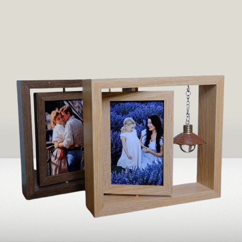 Rustic Rotating Photo Display - Floating Double-Sided Frame for Special Occasions