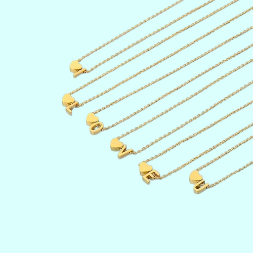 Stainless Steel Initial Heart Necklace - Personalized Letter Pendant, Dainty Tiny Monogram Jewelry for Women, Valentine's Day Gift.
