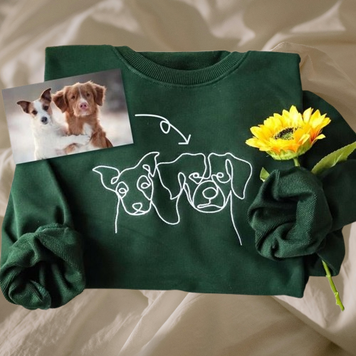Custom Embroidered Pet Portrait Sweatshirt - Personalized Gift for Pet Lovers"