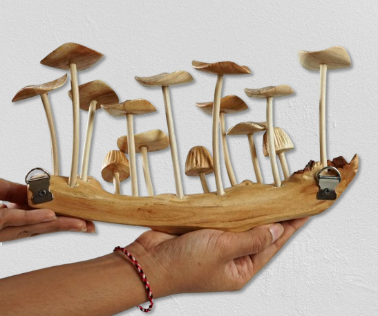 Handmade Wooden Mushroom Wall Art - Rustic Hanging Sculpture & Home Decor - Unique Gift for Sister, Nature Lovers.