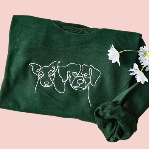 Custom Embroidered Pet Portrait Sweatshirt - Personalized Gift for Pet Lovers"