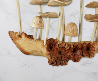 Handmade Wooden Mushroom Wall Art - Rustic Hanging Sculpture & Home Decor - Unique Gift for Sister, Nature Lovers.