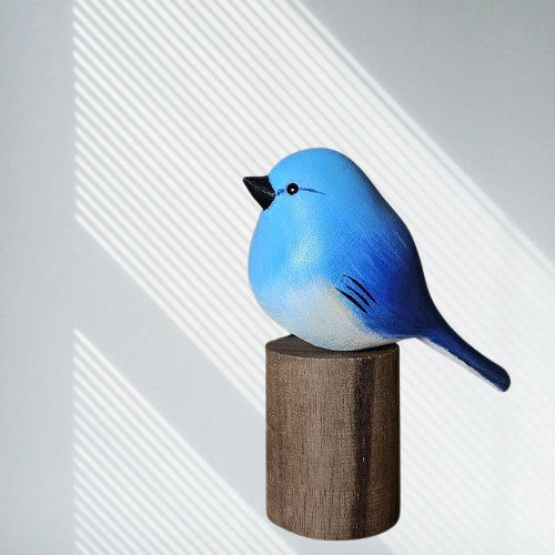 Artisan Bluebird Figurine – Handcrafted Wooden Home Accent