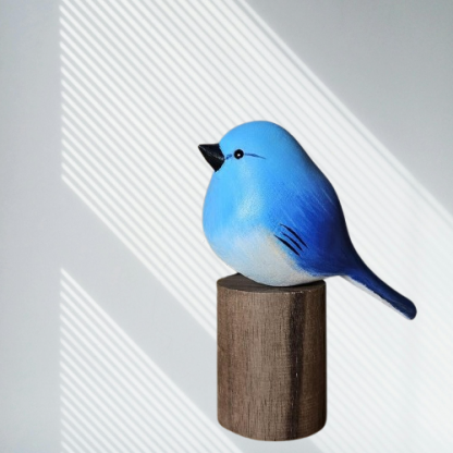 Artisan Bluebird Figurine – Handcrafted Wooden Home Accent