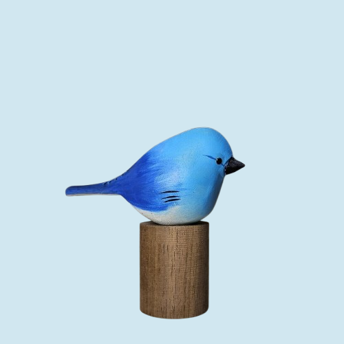 Artisan Bluebird Figurine – Handcrafted Wooden Home Accent