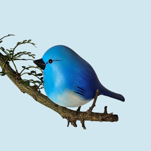 Artisan Bluebird Figurine – Handcrafted Wooden Home Accent