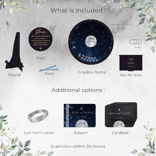 Starry Night Wedding Guest Book – Illuminated Moon & Stars Keepsake