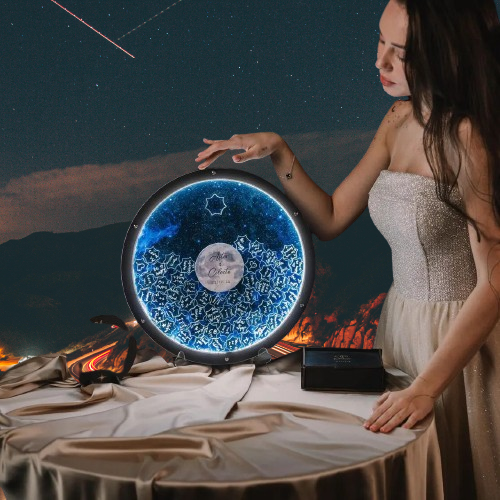 Starry Night Wedding Guest Book – Illuminated Moon & Stars Keepsake
