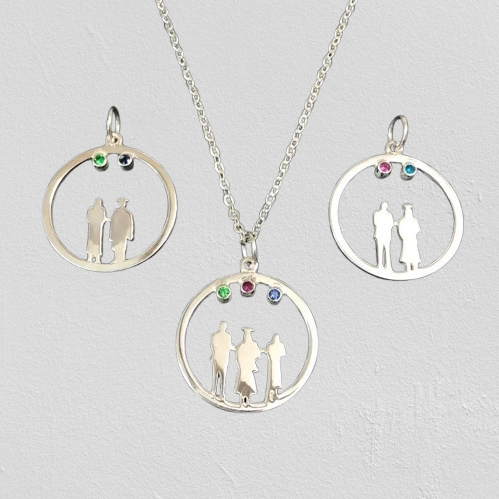 Custom Silver Family Graduation Necklace – Gift for Students & Parents