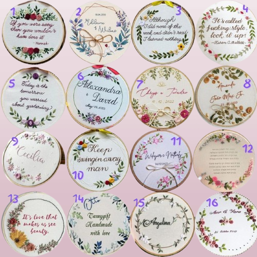 Custom Embroidered Photo Portrait - Handcrafted Wedding Gift, Anniversary Keepsake with Botanical Details