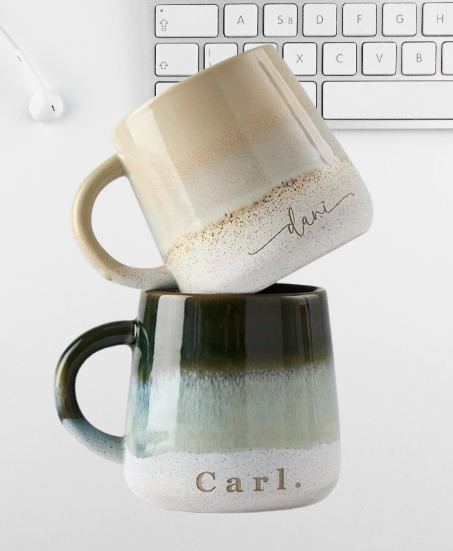Personalised Ceramic Coffee Mug - Laser Engraved Design, Ideal Christmas & Birthday Gift