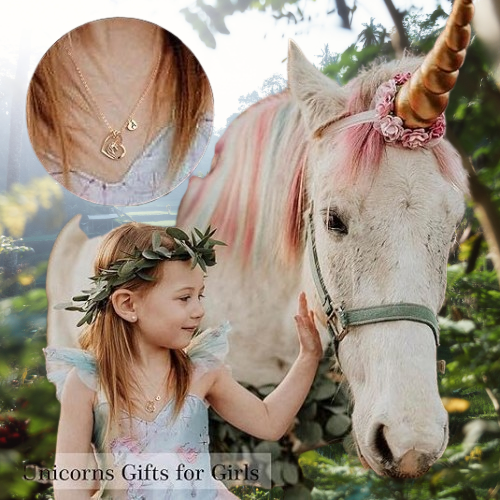 Unicorn Necklace with  Heart - Personalized Initial Jewelry for Girls, Adjustable Chain, Birthday Christmas Gifts.