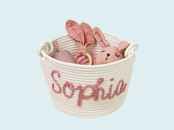 Easter Baby Shower Basket - Custom Cotton Rope Gift for Newborns & Celebrations