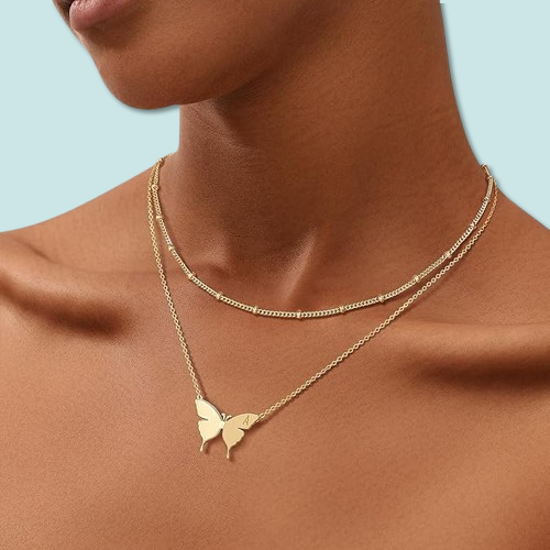 Personalized Name Necklace - Butterfly Pendant Initial Jewelry for Women, Minimalist Dainty Everyday Chain Gift
