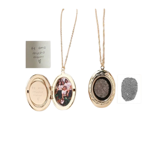 Engraved Thumbprint Photo Locket – Custom Memorial Gift for Christmas & Special Occasions