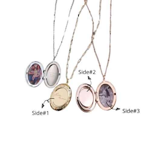 Engraved Thumbprint Photo Locket – Custom Memorial Gift for Christmas & Special Occasions