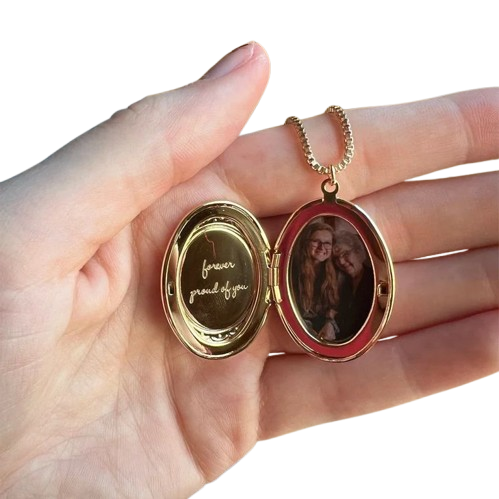 Engraved Thumbprint Photo Locket – Custom Memorial Gift for Christmas & Special Occasions