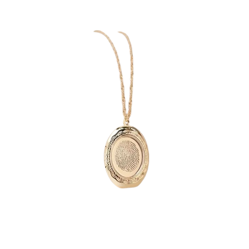 Engraved Thumbprint Photo Locket – Custom Memorial Gift for Christmas & Special Occasions
