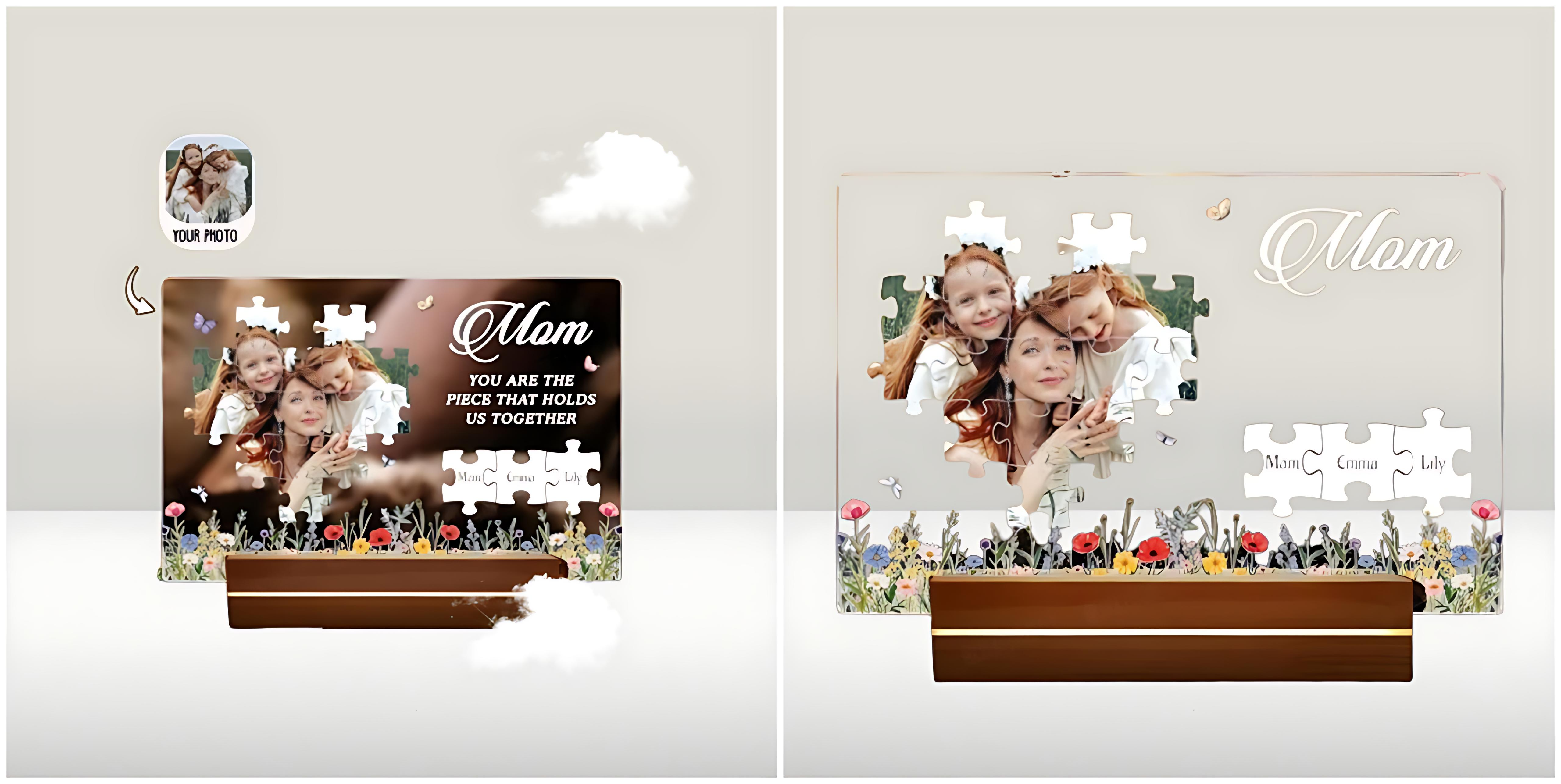 Special Mom Gift – Personalized Photo Puzzle Night Light, Best Mother’s Day Surprise