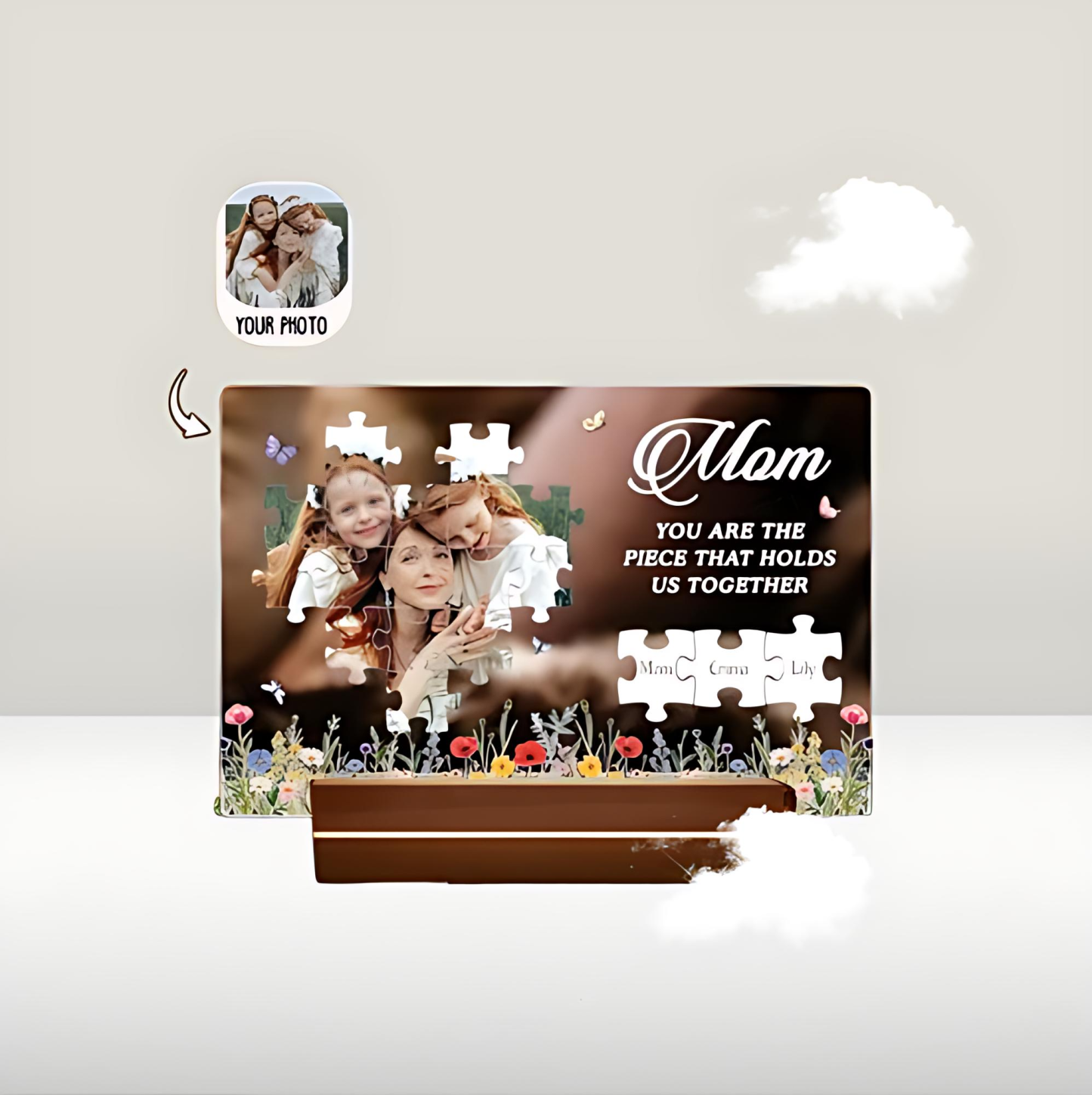 Special Mom Gift – Personalized Photo Puzzle Night Light, Best Mother’s Day Surprise