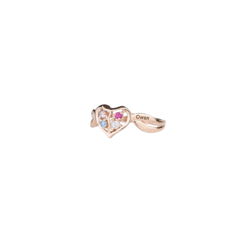 Personalized Mother Family Rings: Heart - Shaped, Birthstone - Adorned, Letter - Engraved