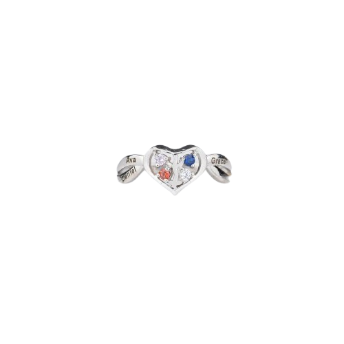 Personalized Mother Family Rings: Heart - Shaped, Birthstone - Adorned, Letter - Engraved