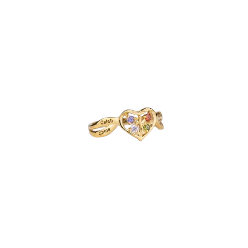 Personalized Mother Family Rings: Heart - Shaped, Birthstone - Adorned, Letter - Engraved