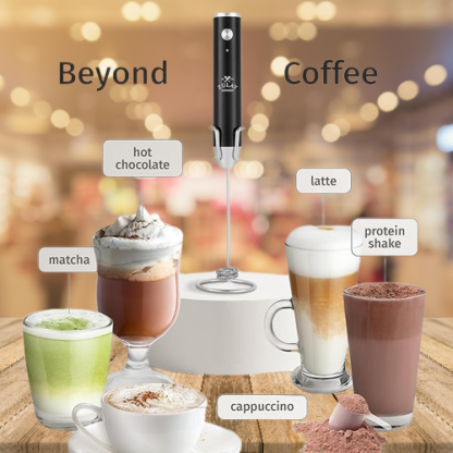 Rechargeable Handheld Milk Frother - 2-Speed, Waterproof & 2000mAh Battery | Perfect for Lattes, Cappuccinos, Matcha & Protein Shakes"