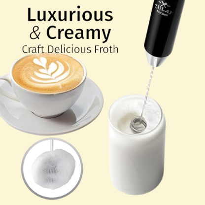 Rechargeable Handheld Milk Frother - 2-Speed, Waterproof & 2000mAh Battery | Perfect for Lattes, Cappuccinos, Matcha & Protein Shakes"