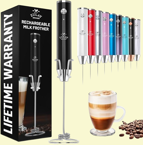 Rechargeable Handheld Milk Frother - 2-Speed, Waterproof & 2000mAh Battery | Perfect for Lattes, Cappuccinos, Matcha & Protein Shakes"
