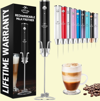 Rechargeable Handheld Milk Frother - 2-Speed, Waterproof & 2000mAh Battery | Perfect for Lattes, Cappuccinos, Matcha & Protein Shakes"