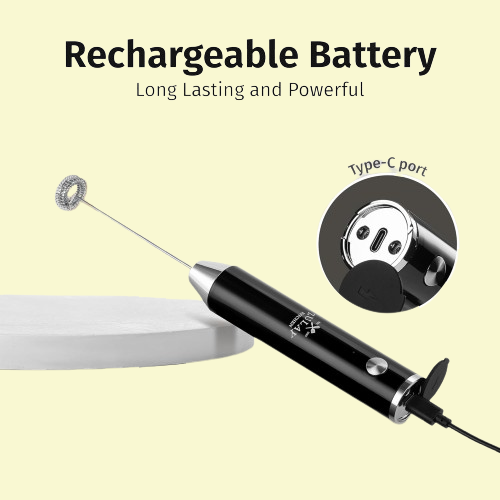 Rechargeable Handheld Milk Frother - 2-Speed, Waterproof & 2000mAh Battery | Perfect for Lattes, Cappuccinos, Matcha & Protein Shakes"