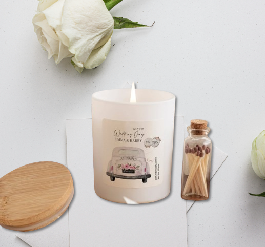 Custom Wedding Soy Wax Candle - Personalized Scented Gift with Names/Date - Hand-Poured Mr & Mrs Candle