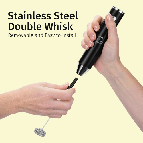 Rechargeable Handheld Milk Frother - 2-Speed, Waterproof & 2000mAh Battery | Perfect for Lattes, Cappuccinos, Matcha & Protein Shakes"