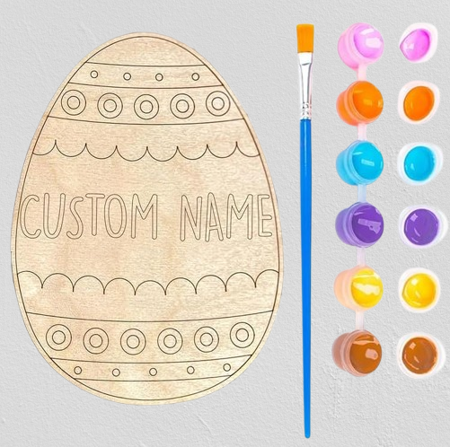 Custom Easter Egg Painting Kit - Personalized Wooden Eggs with Names, DIY Holiday Craft for Kids, Family Gifts & Party Decor (Set of 5)