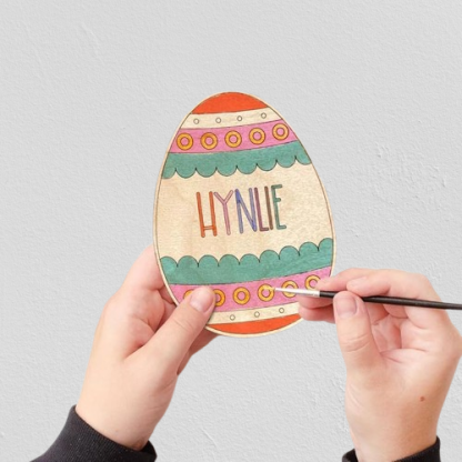 Custom Easter Egg Painting Kit - Personalized Wooden Eggs with Names, DIY Holiday Craft for Kids, Family Gifts & Party Decor (Set of 5)