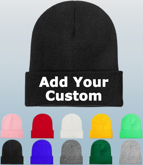 Personalized Knitted Winter Hats - Custom Photo & Text Design, 10 Color Options, Cozy Beanie for Unique Gifts or Everyday Wear