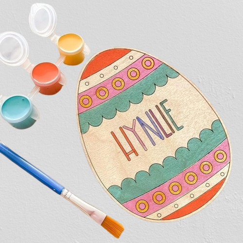 Custom Easter Egg Painting Kit - Personalized Wooden Eggs with Names, DIY Holiday Craft for Kids, Family Gifts & Party Decor (Set of 5)