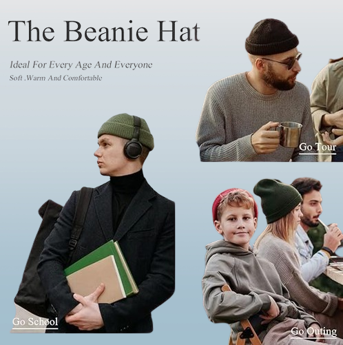 Personalized Knitted Winter Hats - Custom Photo & Text Design, 10 Color Options, Cozy Beanie for Unique Gifts or Everyday Wear