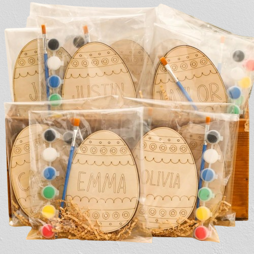Custom Easter Egg Painting Kit - Personalized Wooden Eggs with Names, DIY Holiday Craft for Kids, Family Gifts & Party Decor (Set of 5)