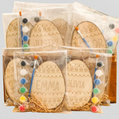 Custom Easter Egg Painting Kit - Personalized Wooden Eggs with Names, DIY Holiday Craft for Kids, Family Gifts & Party Decor (Set of 5)