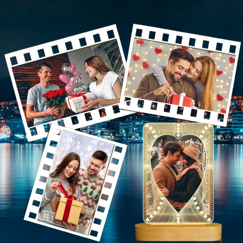 LED Heart Photo Frame Night Light - Romantic Gift for Couples, Anniversary, Birthday, Valentine's Day - Perfect for Bedroom or Living Room Decor