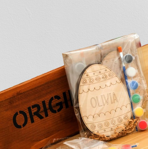 Custom Easter Egg Painting Kit - Personalized Wooden Eggs with Names, DIY Holiday Craft for Kids, Family Gifts & Party Decor (Set of 5)