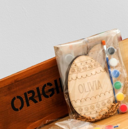 Custom Easter Egg Painting Kit - Personalized Wooden Eggs with Names, DIY Holiday Craft for Kids, Family Gifts & Party Decor (Set of 5)