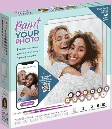 Custom Paint by Numbers for Adults - Create Your Own Portrait Kit | Personalized Photo to Canvas Art | Deluxe Paint Your Numbered Picture Set