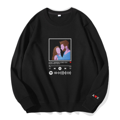 Custom embroidered pattern audio track hoodie comfortable fit trendy fashion for music lover