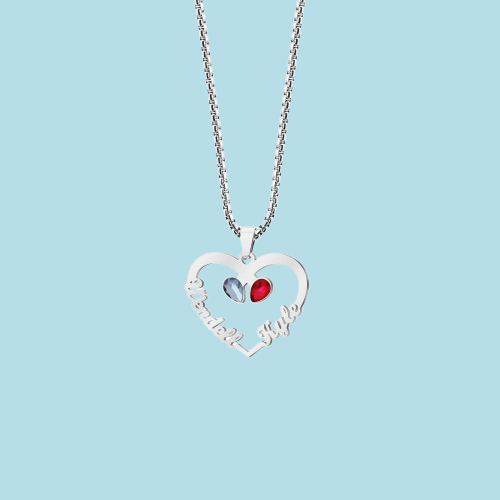 Custom Birthstone Necklace for Women - Personalized Stainless Steel Name Pendant, Dainty Choker Chain, Unique Gift for Her